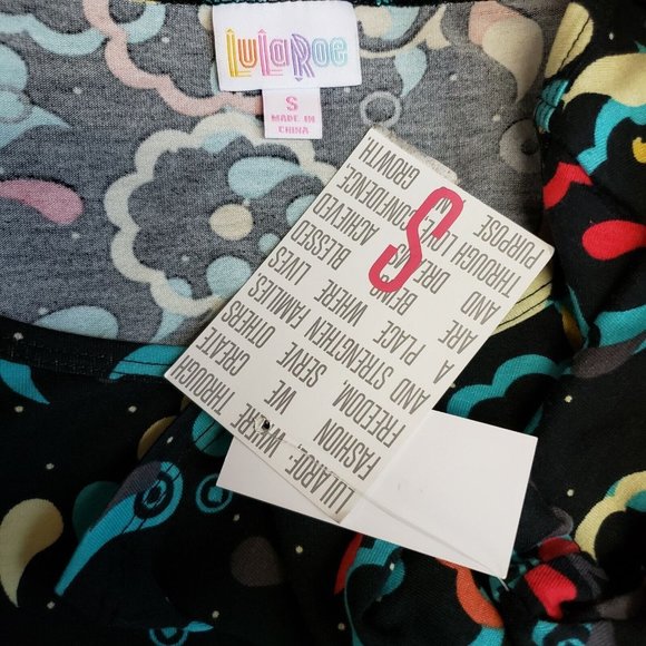 LuLaroe Womens Irma Top Sz Small Black Teal Floral Short Sleeve - Picture 4 of 4